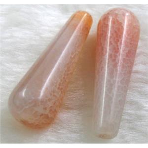 Natural dragon veins Agate bead, teardrop, orange dye, 14x40mm, 9pcs per st [GA27C04]