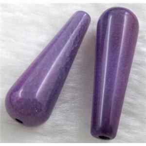 Natural dragon veins Agate bead, teardrop, purple dye, 14x40mm, 9pcs per st [GA27C05]