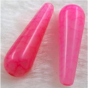 Natural dragon veins Agate bead, teardrop, hotpink dye, 14x40mm, 9pcs per st [GA27C06]