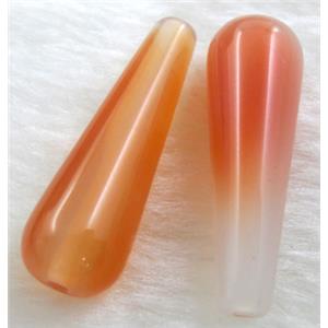Natural dragon veins Agate bead, teardrop, red dye, 14x40mm, 9pcs per st [GA27C07]