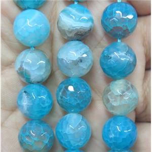 Agate bead, faceted round, aqua, 10mm dia, approx 39pcs per st [GA297-10MM]