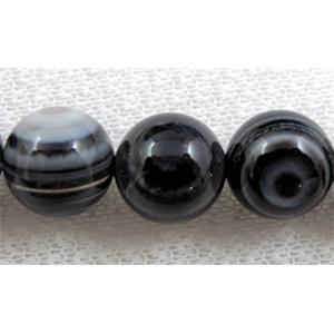 round Natural black stripe Agate beads, 12mm dia, 33pcs per st [GA32-12MM]