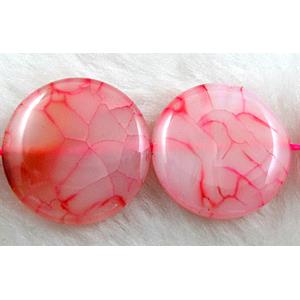 red veins Agate beads, circle, 25mm dia, 15pcs per st [GA35]