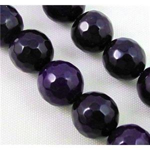 dark lavender Agate Stone beads, faceted round, 10mm dia, approx 39pcs per st [GA355-10MM]