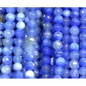 blue Agate Stone bead, faceted round, 12mm dia, approx 32pcs per st [GA356-12MM]