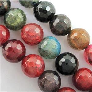 mix color Agate Stone beads, faceted round, tourmalined, 12mm dia, approx 32pcs per st [GA357-12MM]