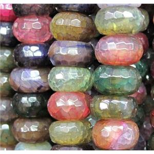 veins Agate Stone beads, faceted abacus, mixed color, approx 5x8mm, 75pcs per st [GA377-8MM]