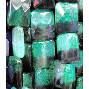 green veins Agate Stone beads, faceted rectangle, 15x20mm, 20pcs per st [GA379]