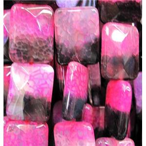 hotpink veins Agate Stone beads, faceted rectangle, 15x20mm, 20pcs per st [GA381]