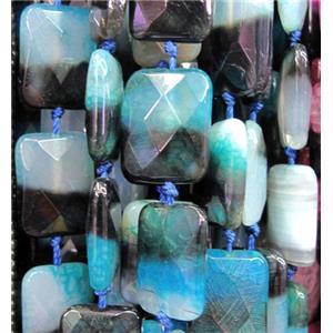 blue veins Agate Stone bead, faceted rectangle, 15x20mm, 20pcs per st [GA382]