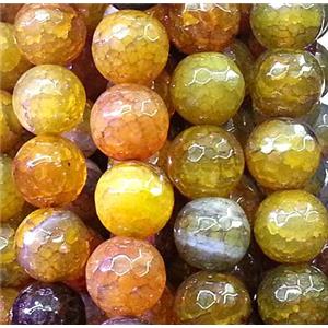 yellow veins Agate Stone Beads, faceted round, 12mm dia, approx 31pcs per st [GA386-12MM]