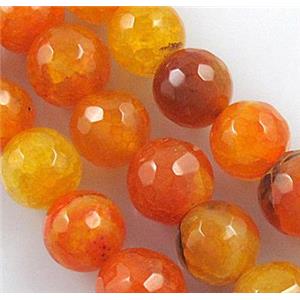 orange veins Agate Stone bead, faceted round, 12mm dia, approx 31pcs per st [GA387-12MM]