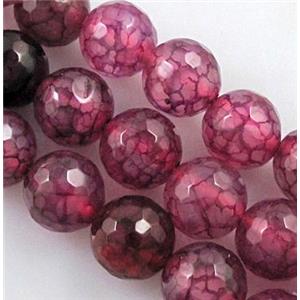 hotpink veins Agate Stone beads, faceted round, 12mm dia, approx 31pcs per st [GA388-12MM]