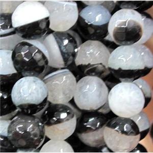 white Druzy Agate beads, faceted round, 10mm dia, approx 38pcs per st [GA393-10MM]