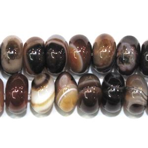 wheel stripe agate beads, coffee and black, 5x8mm, approx 80pcs per st [GA41]