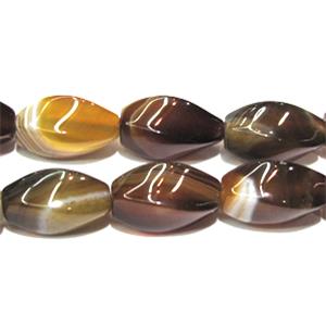 twist agate beads, stripe, coffee and black, 8x16mm, approx 25pcs per st [GA42]