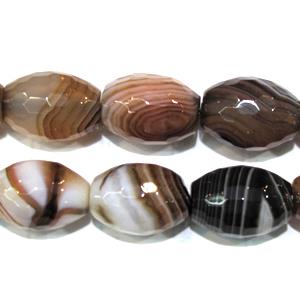 stripe agate beads, faceted rice, coffee, 13x18mm, approx 22pcs per st [GA43]
