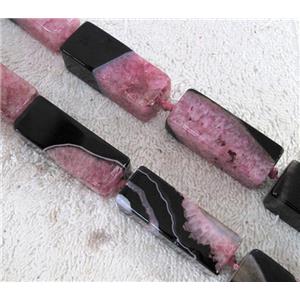 Agate Druzy beads, cuboid, pink, approx 15x15x40mm. 16 inches [GA435]