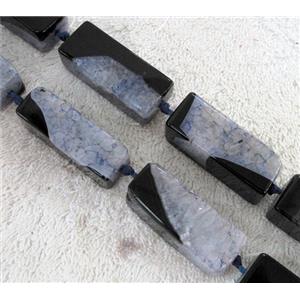 Agate Druzy beads, cuboid, blue, approx 15x15x40mm. 16 inches [GA436]