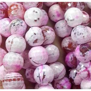 pink fire Agate stone beads, faceted round, 12mm dia, approx 32pcs per st [GA438]