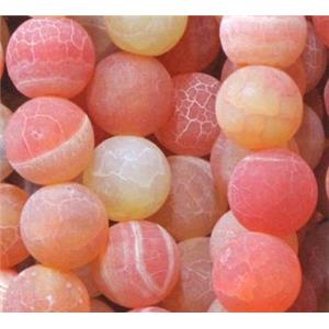 round frosted orange crackle agate beads, 12mm dia, approx 32pcs per st [GA446-12MM]