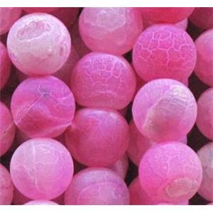round frosted hotpink crackle agate beads, 12mm dia, approx 32pcs per st [GA448-12MM]