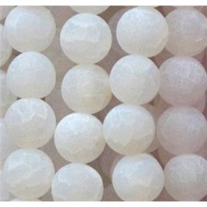 round frosted white Crackle Agate beads, 12mm dia, approx 32pcs per st [GA449-12MM]
