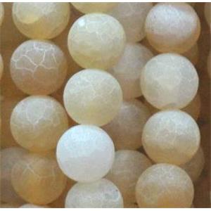round frosted yellow crackle agate beads, 8mm dia, approx 48pcs per st [GA450-8MM]