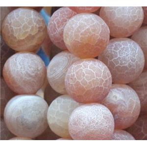 round frosted orange crackle agate beads, 12mm dia, approx 32pcs per st [GA451-12MM]