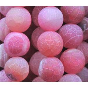 round frosted hotpink crackle agate beads, 8mm dia, approx 48pcs per st [GA452-8MM]