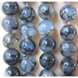 dragon veins agate beads, round, white, 16mm dia, approx 24pcs per st [GA455-16MM]