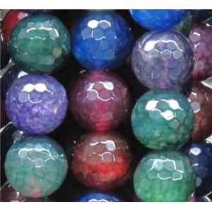 dragon veins agate beads, faceted round, mixed color, 10mm dia, approx 38pcs per st [GA456-10MM]