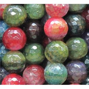 dragon veins agate beads, faceted round, mixed color, 16mm dia, approx 24pcs per st [GA457-16MM]