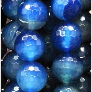 royal blue agate beads, faceted round, 16mm dia, approx 24pcs per st [GA458-16MM]