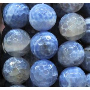 dragon veins agate beads, faceted round, blue, 16mm dia, approx 24pcs per st [GA459-16MM]