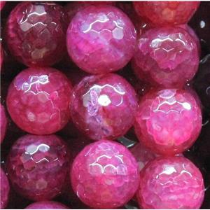 veins agate beads, faceted round, pink, 16mm dia, approx 24pcs per st [GA463-16MM]