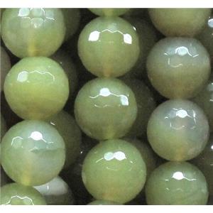 agate beads, faceted round, green, 16mm dia, approx 24pcs per st [GA478-16MM]