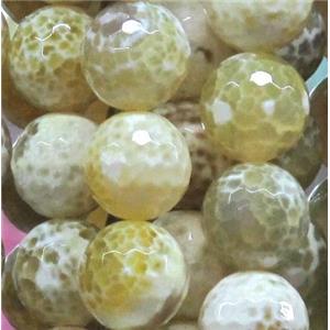 fire agate beads, faceted round, lt.yellow, 16mm dia, approx 24pcs per st [GA479-16MM]