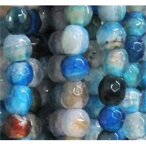 tiny agate beads, faceted round, blue, 4mm dia, approx 98pcs per st [GA481]