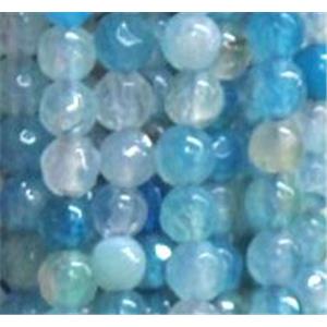 agate beads, faceted round, aqua, 4mm dia, approx 98pcs per st [GA483]