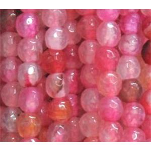 agate beads, faceted round, pink, 4mm dia, approx 98pcs per st [GA485]