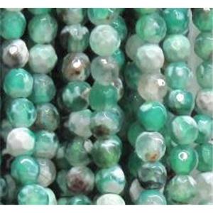 green fire agate beads, faceted round, tiny, 4mm dia, approx 98pcs per st [GA487]