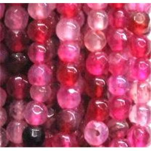 agate beads, faceted round, hot-pink, 4mm dia, approx 98pcs per st [GA488]