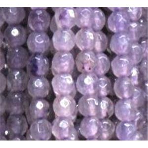 agate beads, faceted round, lt.purple, 4mm dia, approx 98pcs per st [GA490]