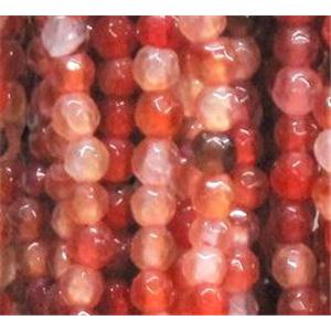 agate beads, faceted round, red, 4mm dia, approx 98pcs per st [GA493]