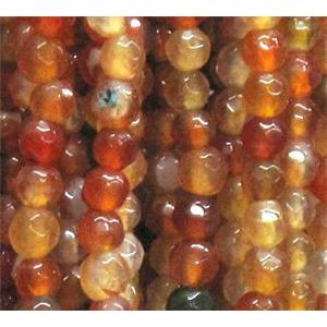 agate beads, faceted round, golden, 4mm dia, approx 98pcs per st [GA494]