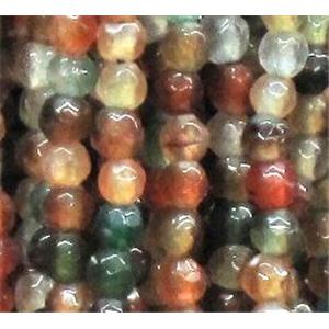 agate beads, faceted round, mixed color, 4mm dia, approx 98pcs per st [GA497]