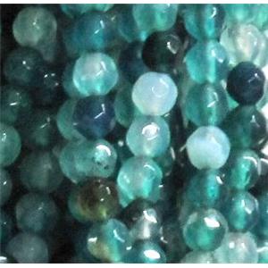 agate beads, faceted round, peacock-green, 4mm dia, approx 98pcs per st [GA501]