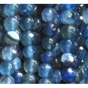 agate beads, faceted round, blue, 4mm dia, approx 98pcs per st [GA503]