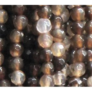 agate beads, faceted round, coffee, 4mm dia, approx 98pcs per st [GA504]
